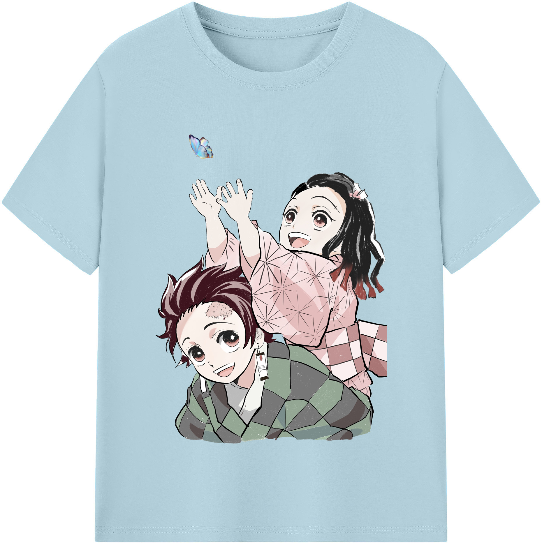（画像用） 鬼滅の刃（きめつのやいば）竈門 禰󠄀豆子／かまど ねずこ Kamado Nezuko 綿100％半袖Tシャツ（フロントプリント）